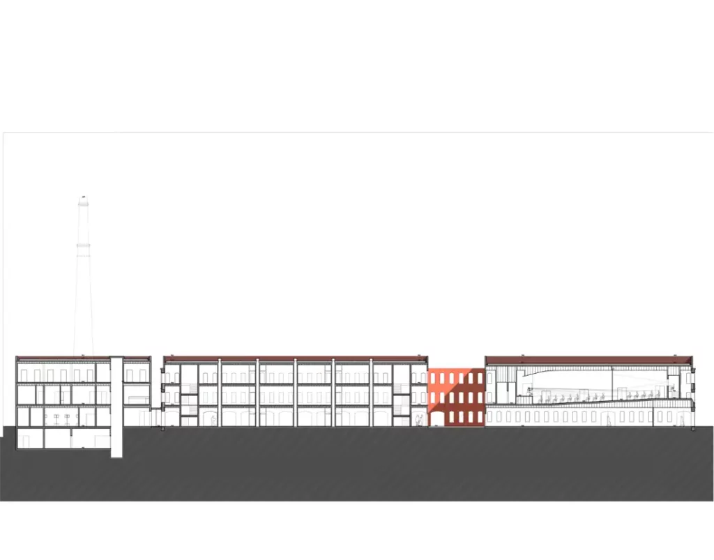 Projeto de Centro Comercial - Cortes longitudinais