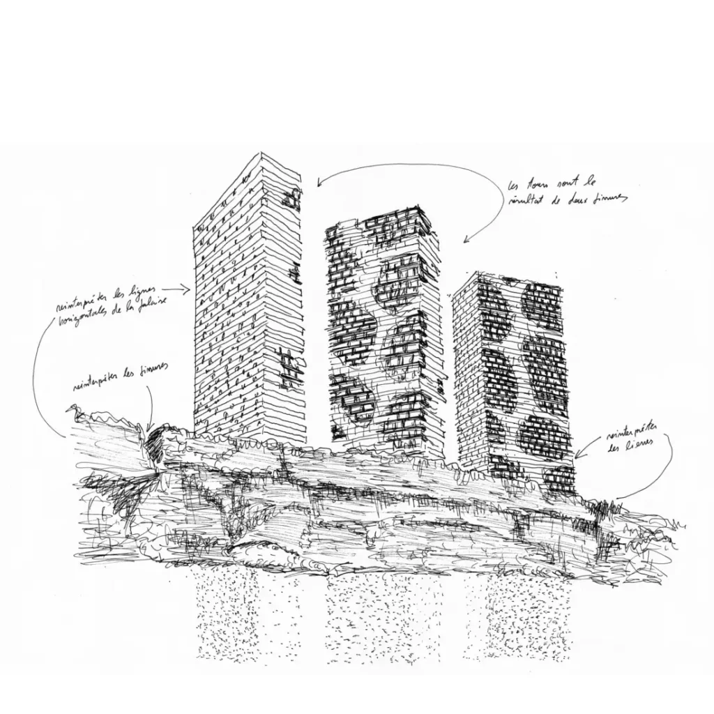 Desenho do conceito dos arranha céus