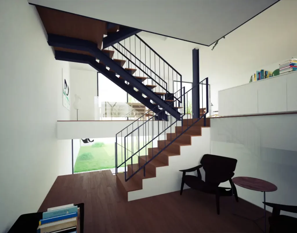 Casas de luxo - escada em meios pisos
